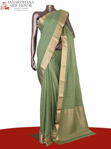 Pure Jacquard Butta Mysore Crepe Silk Saree